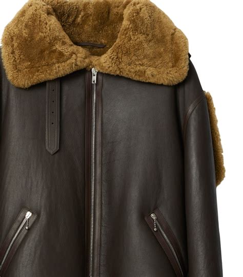 mens burberry jumper shearling funnel neck aviator jacket|burberry aviator jacket otter.